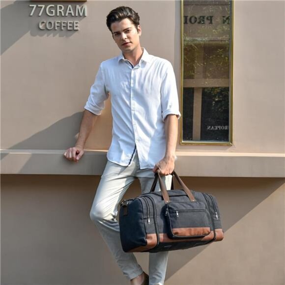 Expandable Duffle Bag for Men, Black - Picture 2 of 6